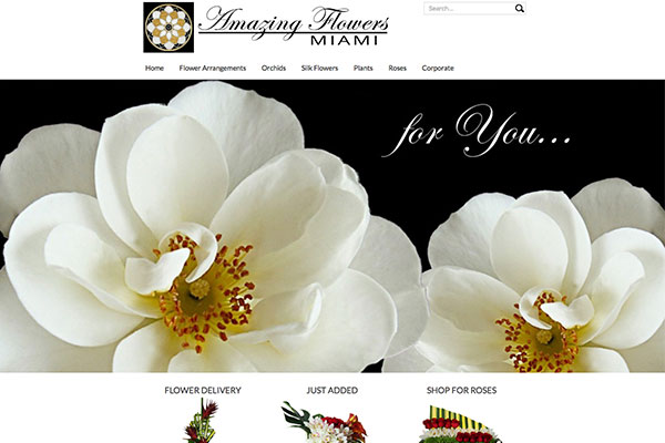 Screenshot of the Amazing Flowers Miami Website