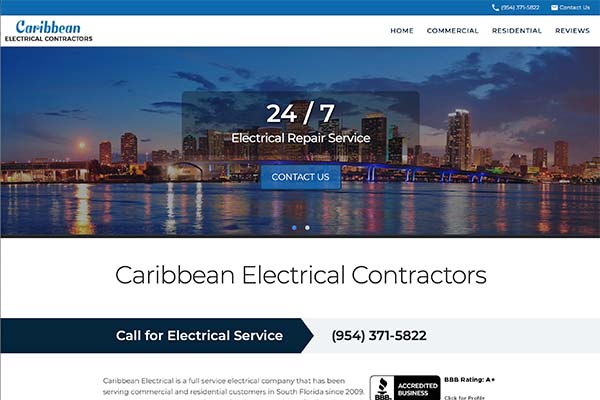 Screenshot of the Caribbean Electrical Website