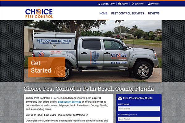 Screenshot of the Choice Pest Control Website